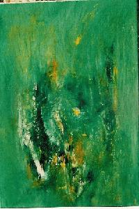 SOLD Green symphoni Oil on canva.  Malet af Kunstmaler Inge Marie Jensen